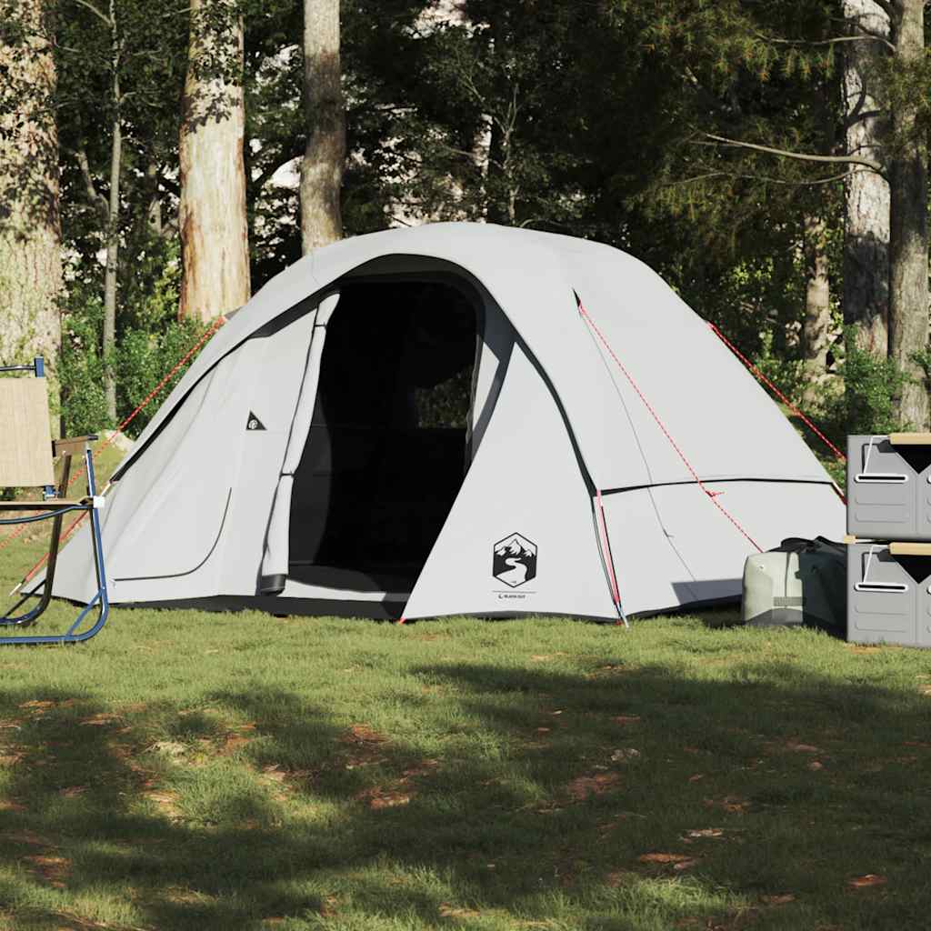 Tenda Campeggio a Cabina 4 Persone Bianca Tessuto Impermeabile