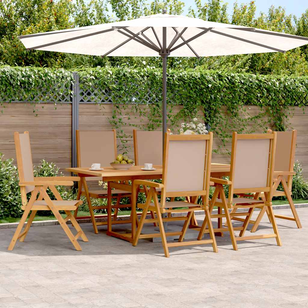 Set da Pranzo da Giardino 7 pz Tortora Tessuto e Legno Massello