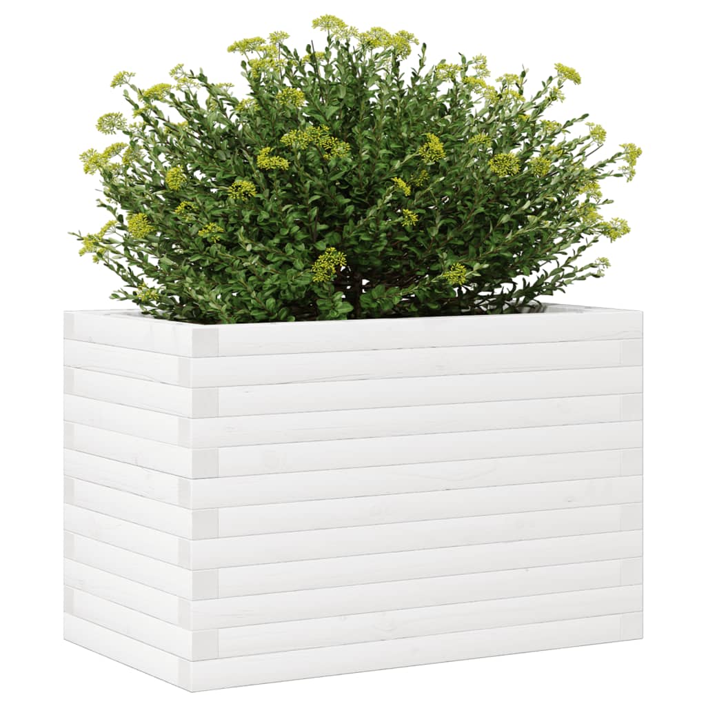 Fioriera da Giardino Bianca 70x40x46 cm Legno Massello di Pino