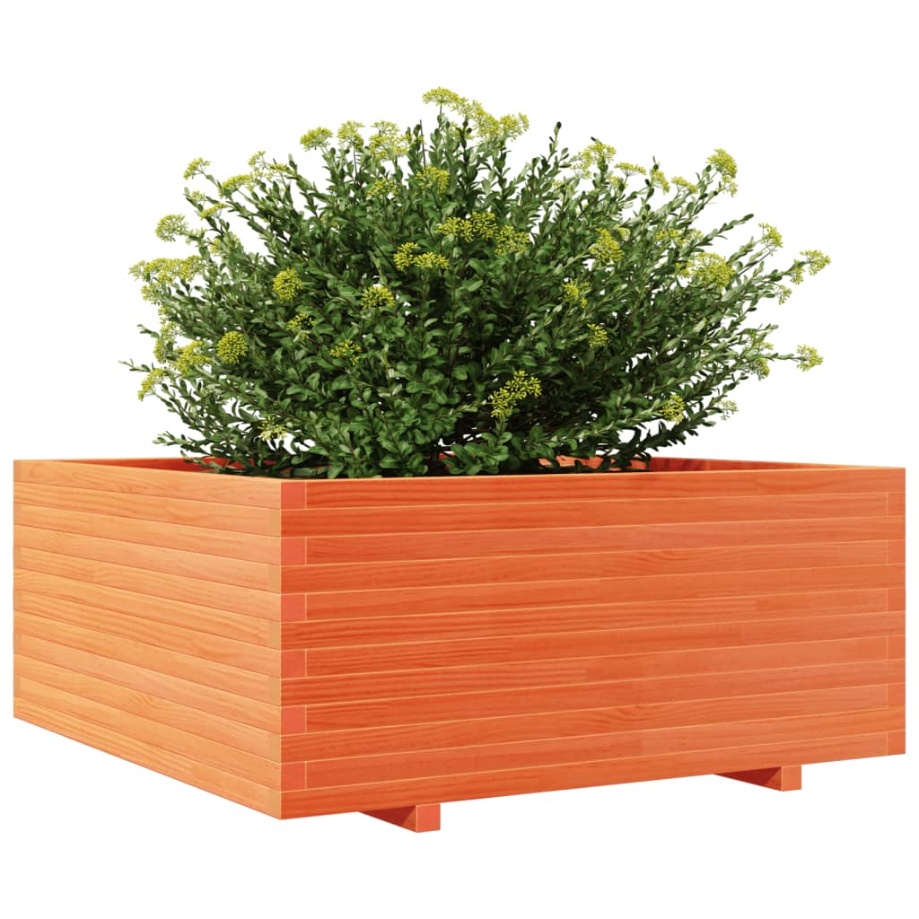 Fioriera Giardino Marrone Cera 110x110x49,5 Legno Massello Pino