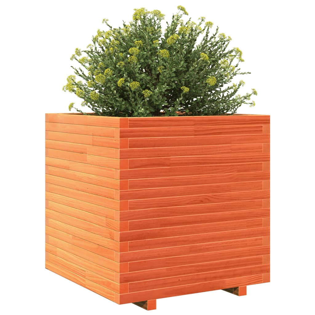 Fioriera Giardino Marrone Cera 70x70x72 cm Legno Massello Pino