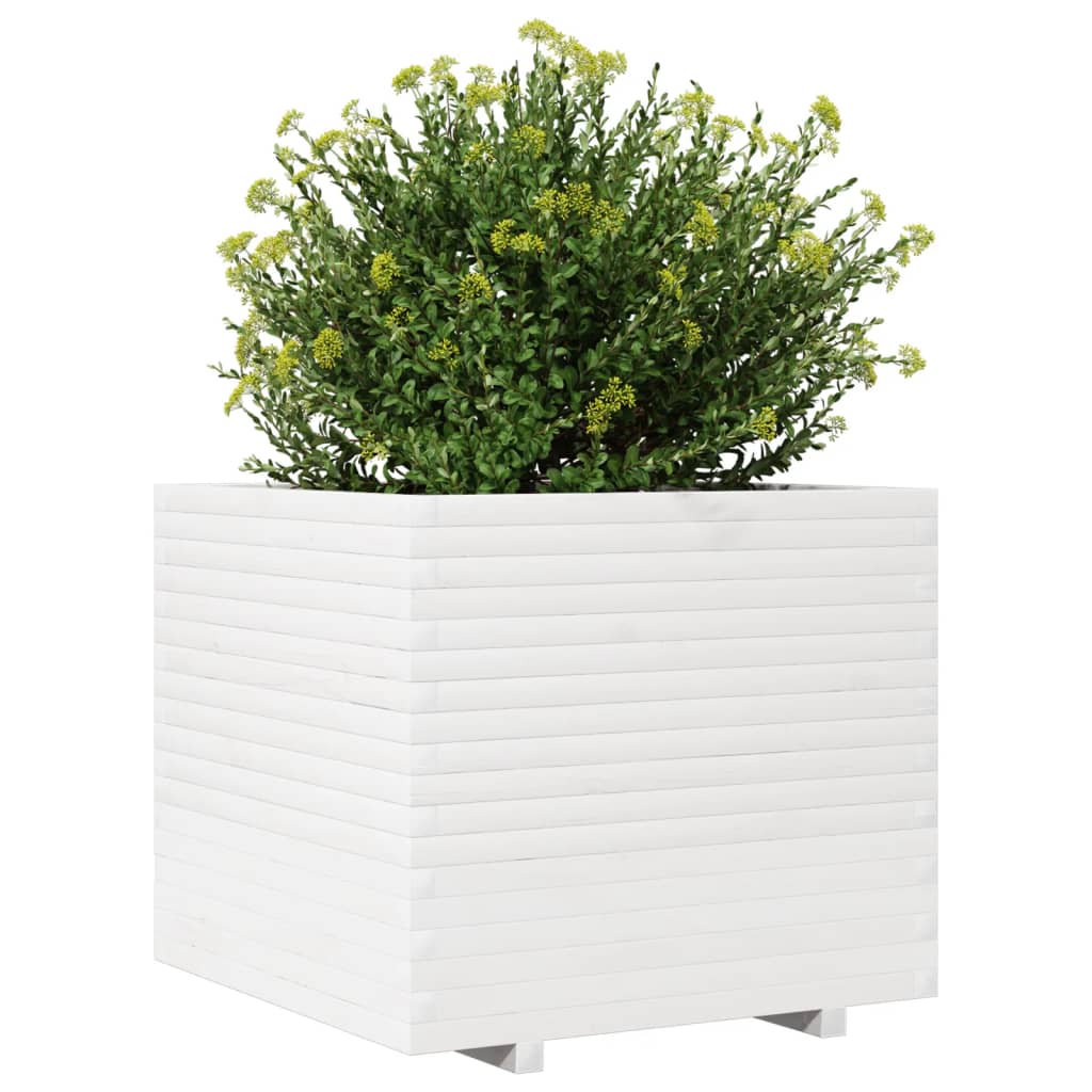 Fioriera da Giardino Bianca 80x80x72 cm Legno Massello di Pino
