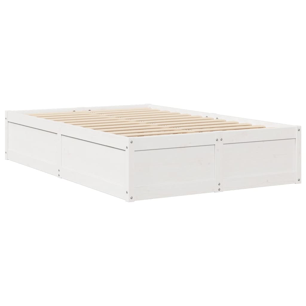 Letto con Materasso Bianco 120x190 cm in Legno Massello di Pino