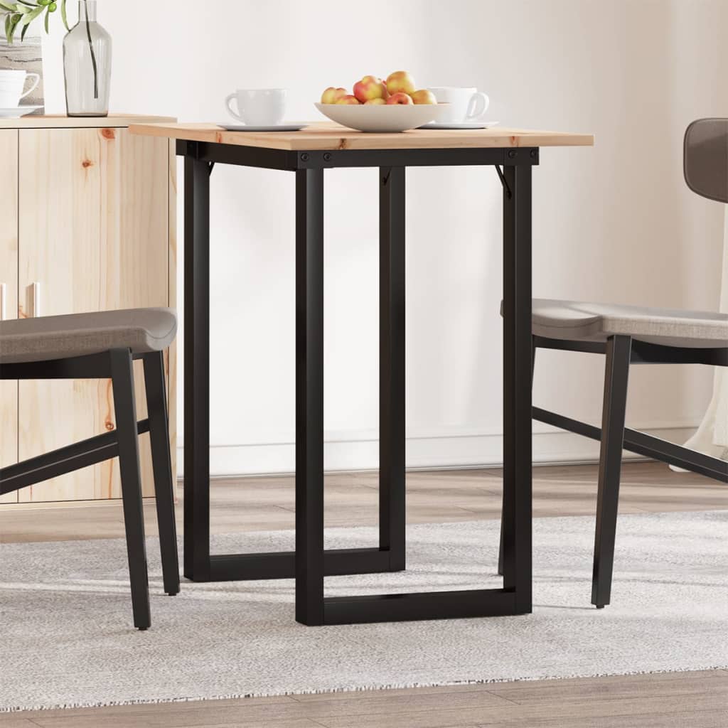 Tavolo da Pranzo Telaio a O 80x50x75 cm Legno Pino e Acciaio