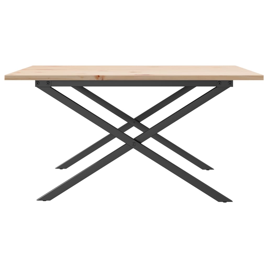 Tavolino da Salotto Telaio a X 80x80x45 cm Legno Pino e Acciaio