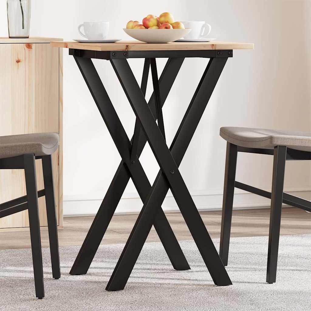 Tavolo da Pranzo Telaio a X 50x50x75 cm Legno Pino e Acciaio