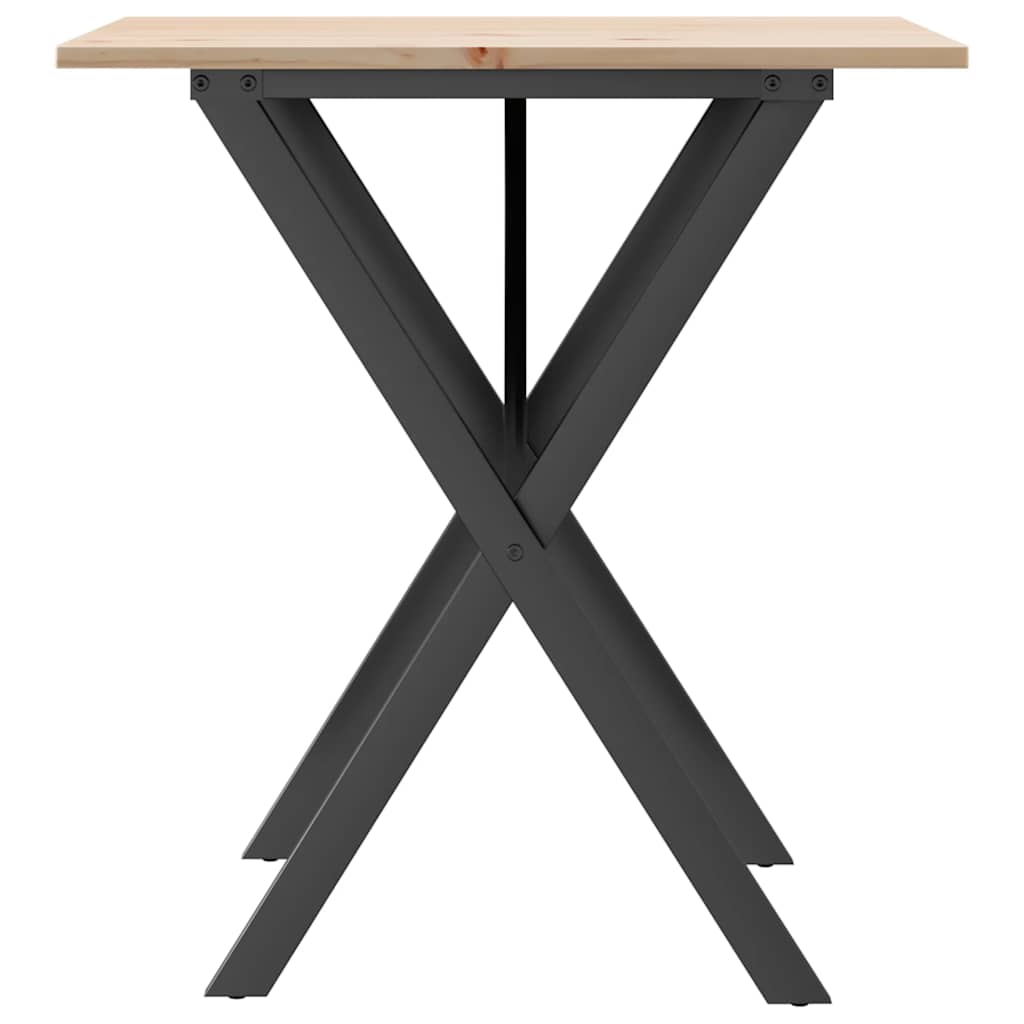 Tavolo da Pranzo Telaio a X 70x70x75 cm Legno Pino e Acciaio