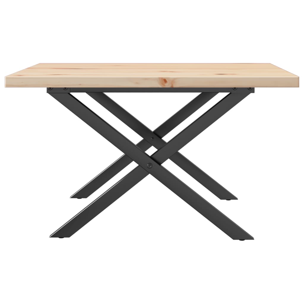 Tavolino Salotto Telaio a X 60x60x40,5 cm Legno Pino e Acciaio