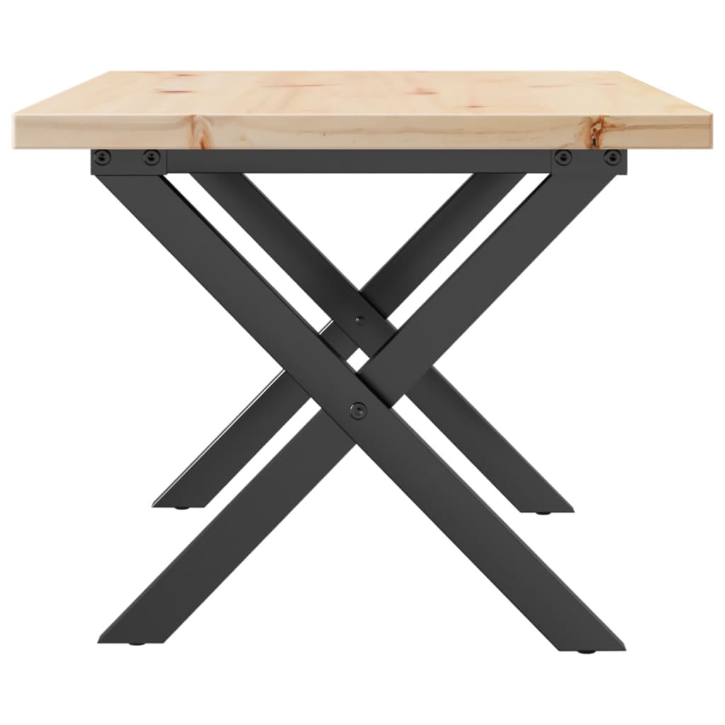 Tavolino Salotto Telaio a X 80x50x40,5 cm Legno Pino e Acciaio
