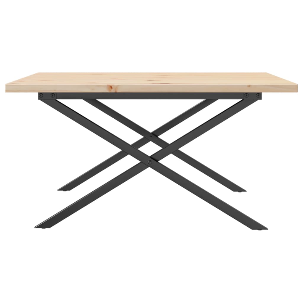 Tavolino Salotto Telaio a X 90x90x45,5 cm Legno Pino e Acciaio