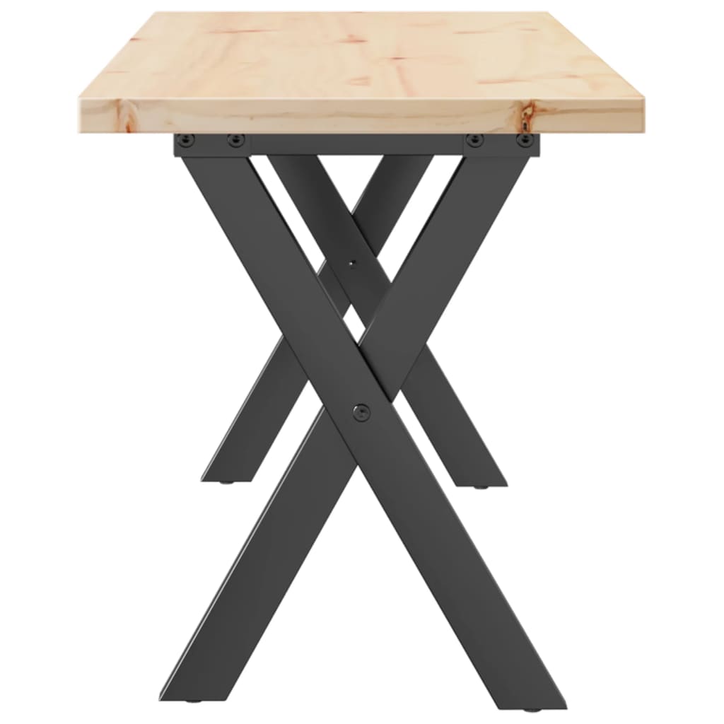 Tavolino Salotto Telaio a X 110x40x45,5 cm Legno Pino e Acciaio