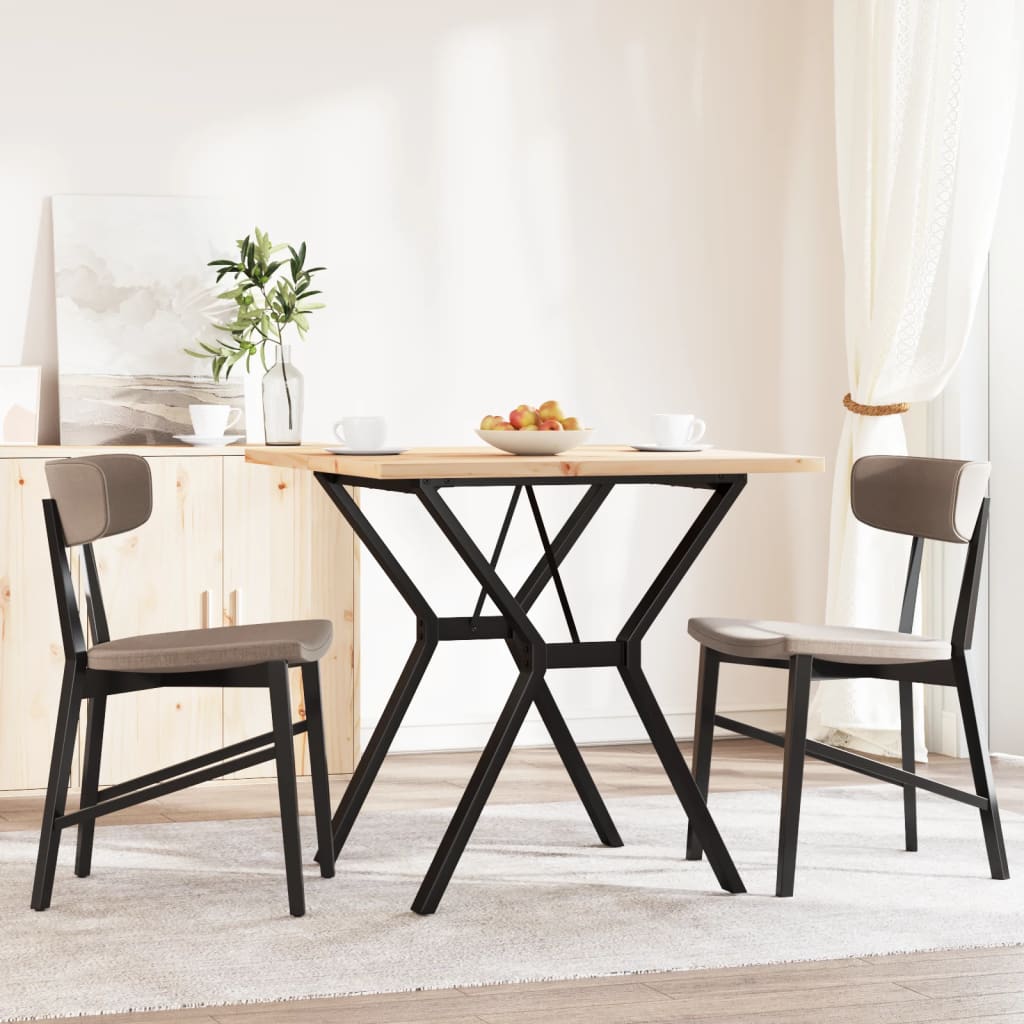 Tavolo da Pranzo Telaio a Y 80x80x75,5 cm Legno Pino e Acciaio