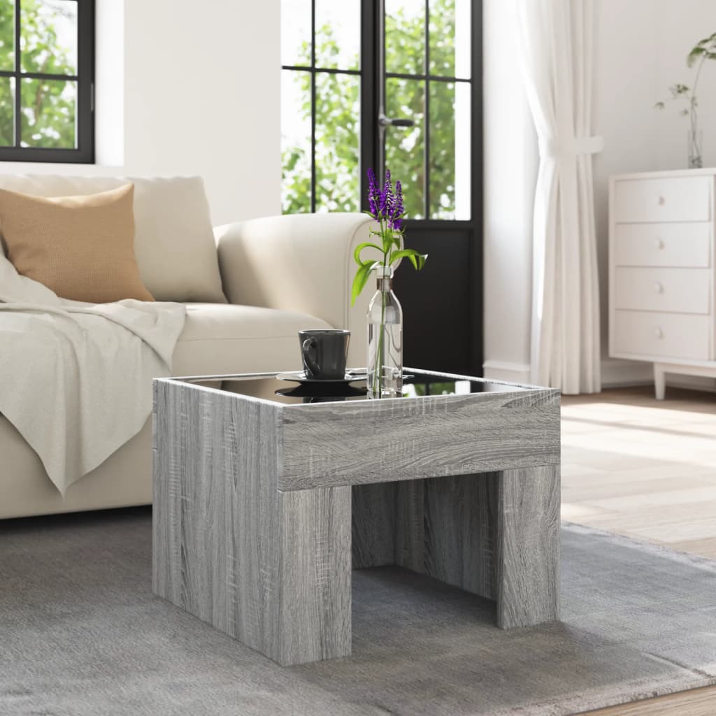 Tavolino da Salotto con LED Infinity Grigio Sonoma 40x40x30 cm