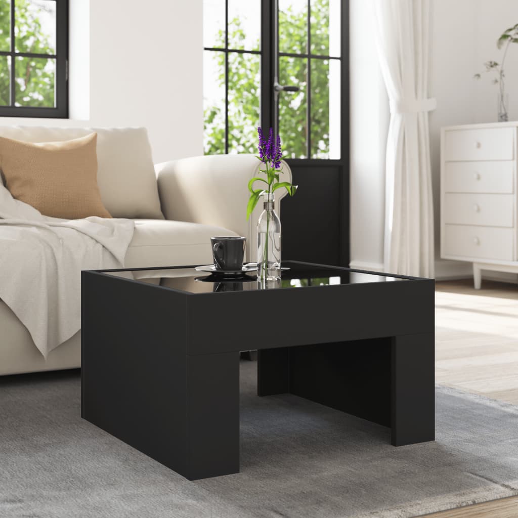 Tavolino da Salotto con LED Infinity Nero 50x50x30 cm