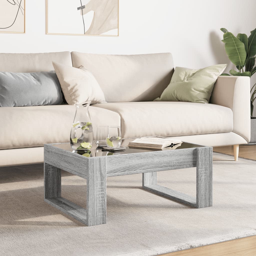 Tavolino da Salotto con LED Infinity Grigio Sonoma 70x53x30 cm