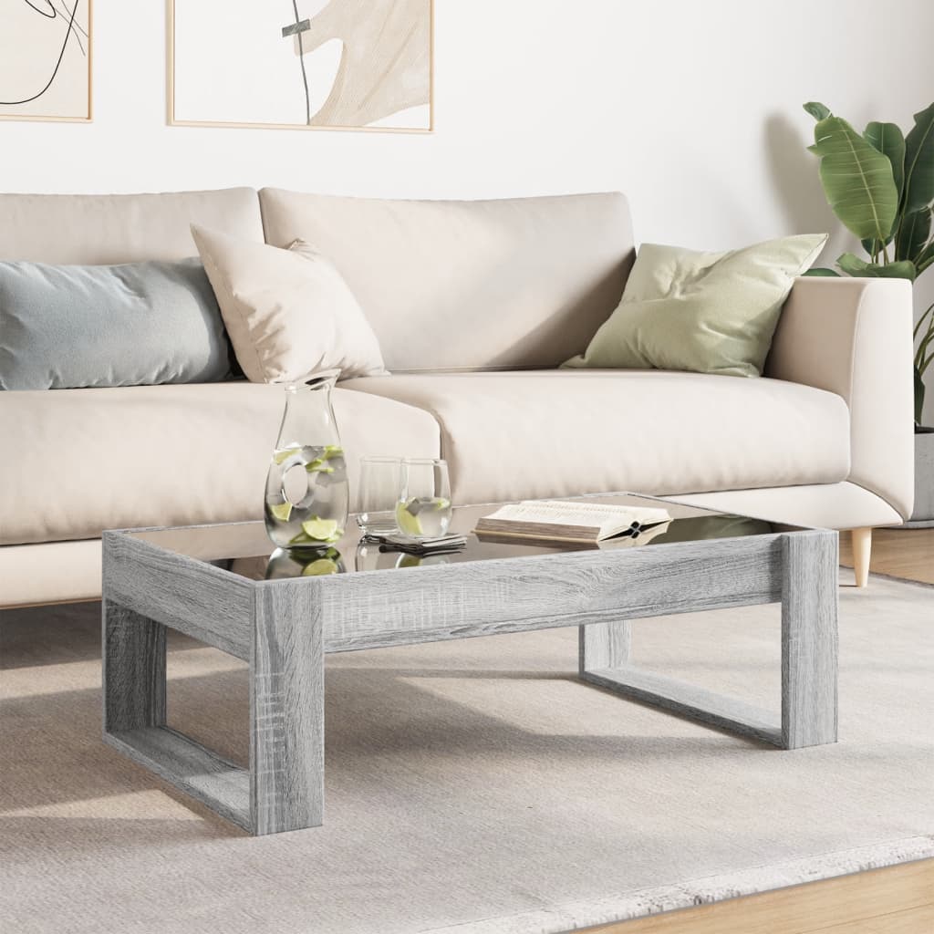 Tavolino da Salotto con LED Infinity Grigio Sonoma 90x53x30 cm
