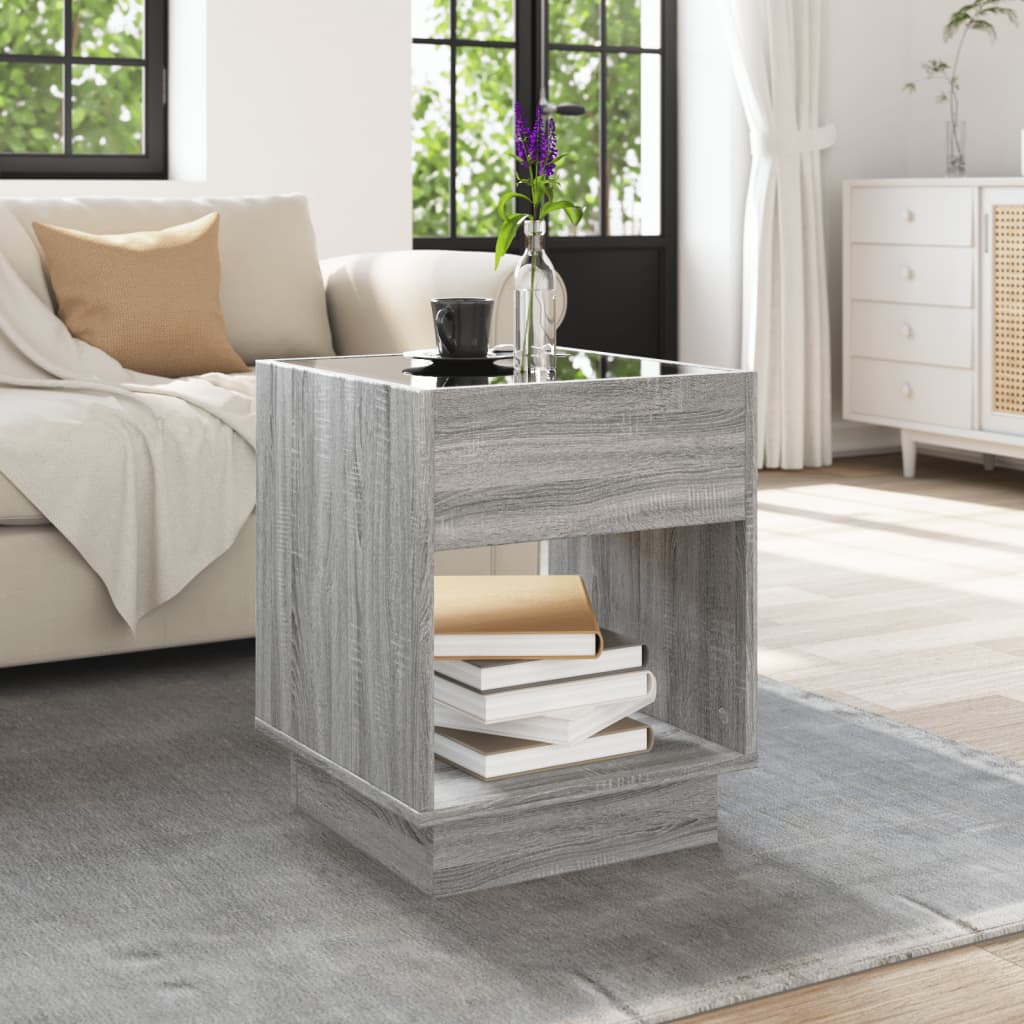 Tavolino da Salotto con LED Infinity Grigio Sonoma 40x40x50 cm