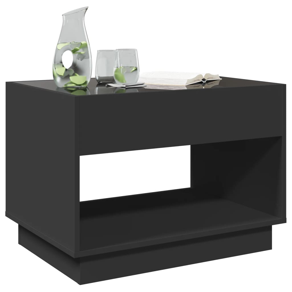 Tavolino da Salotto con LED Infinity Nero 70x50x50 cm
