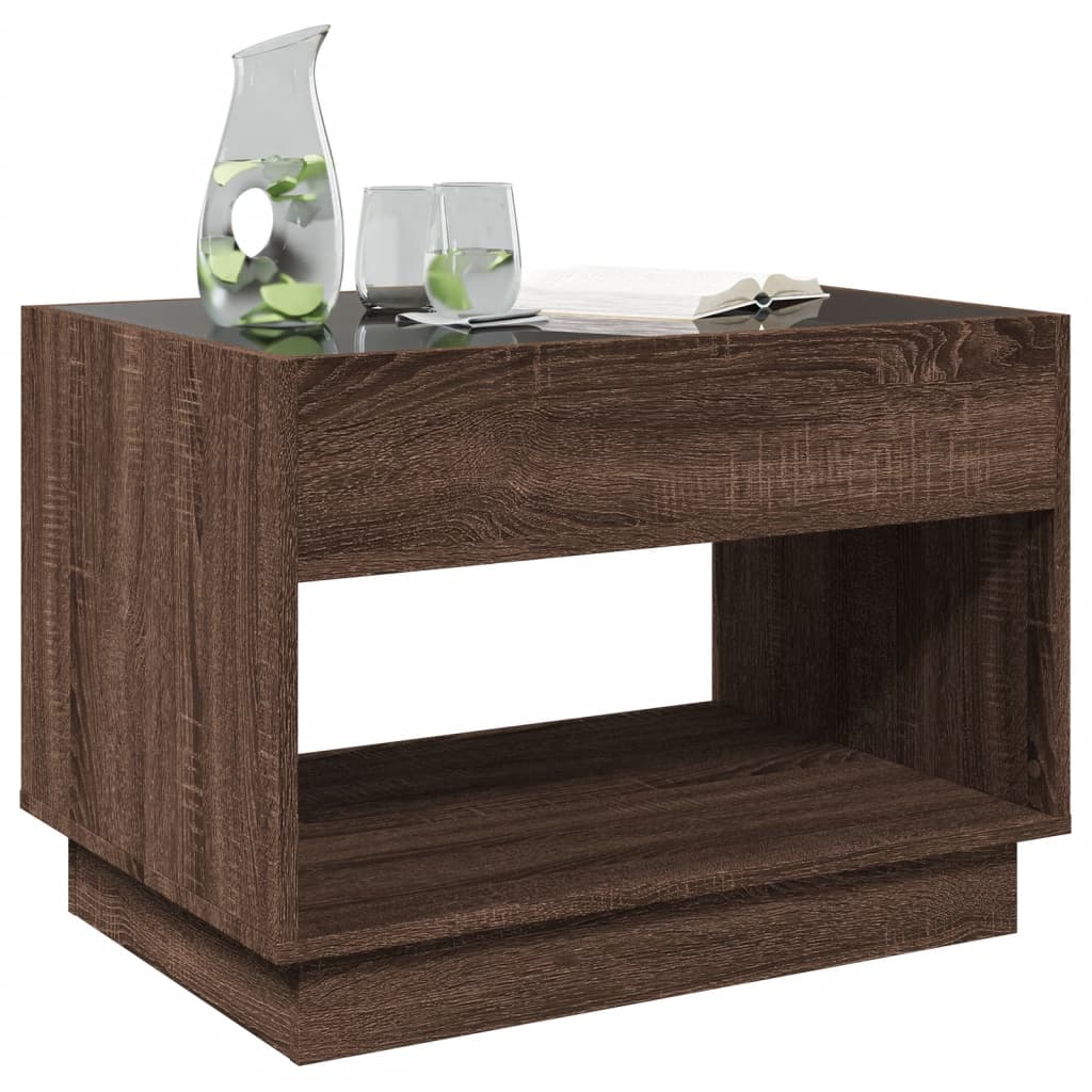 Tavolino da Salotto con LED Infinity Rovere Marrone 70x50x50 cm