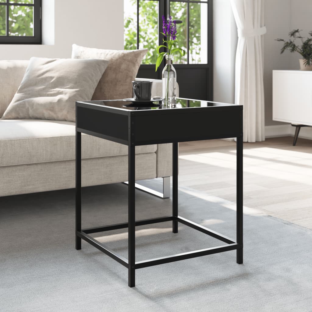 Tavolino da Salotto con LED Infinity Nero 40x40x51 cm