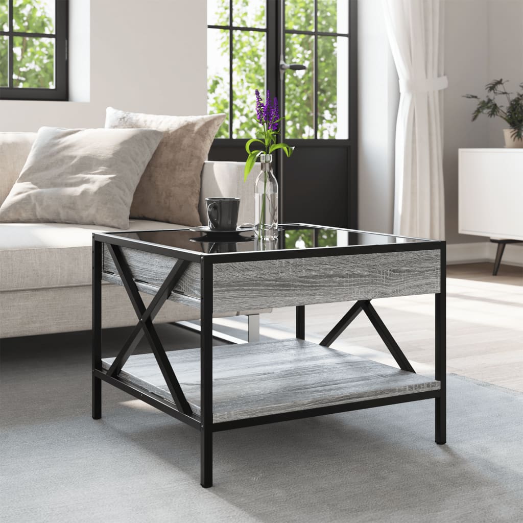 Tavolino da Salotto con LED Infinity Grigio Sonoma 50x50x38 cm