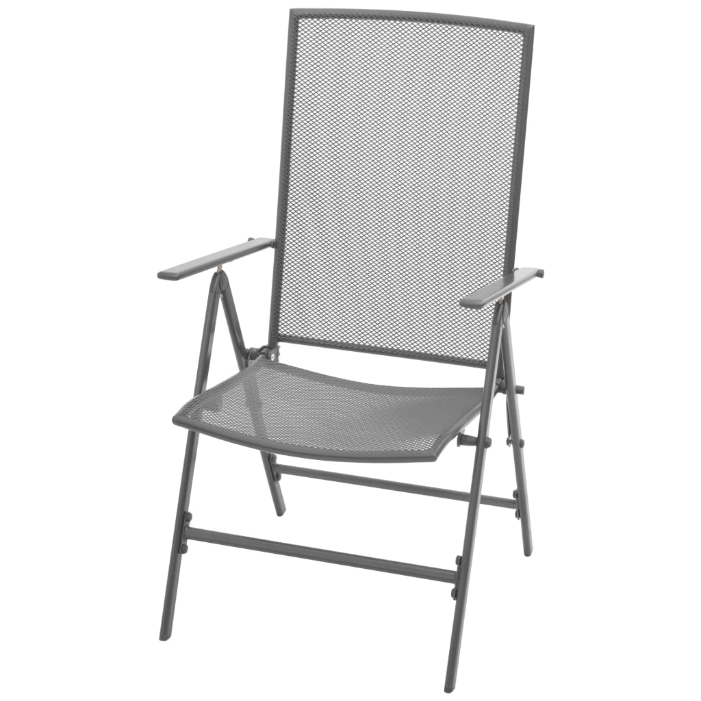 Set Sedie Giardino Reclinabili 3pz Antracite Acciaio Verniciato