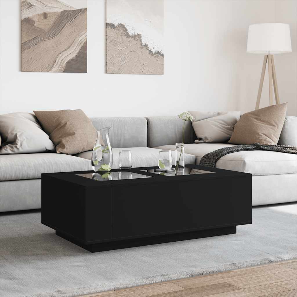 Tavolino da Salotto con LED Infinity Nero 116x69x40 cm