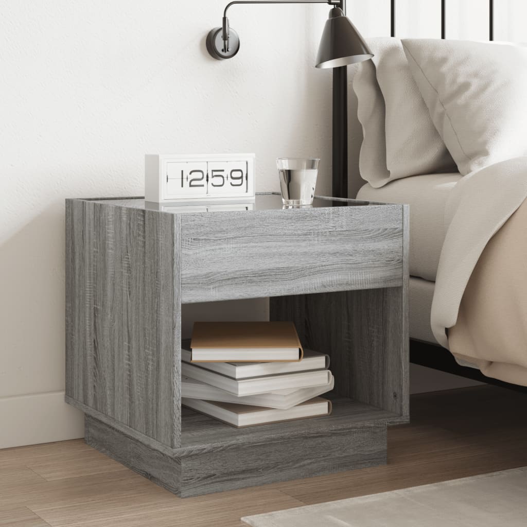 Comodino con LED Infinity Rovere Sonoma 50x50x50 cm
