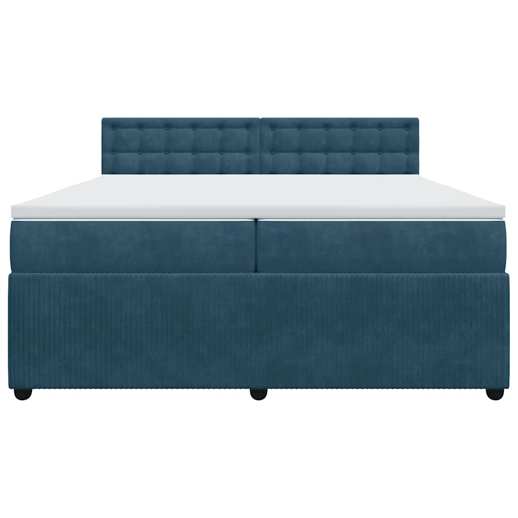 Giroletto a Molle con Materasso Blu 200x200 cm in Velluto