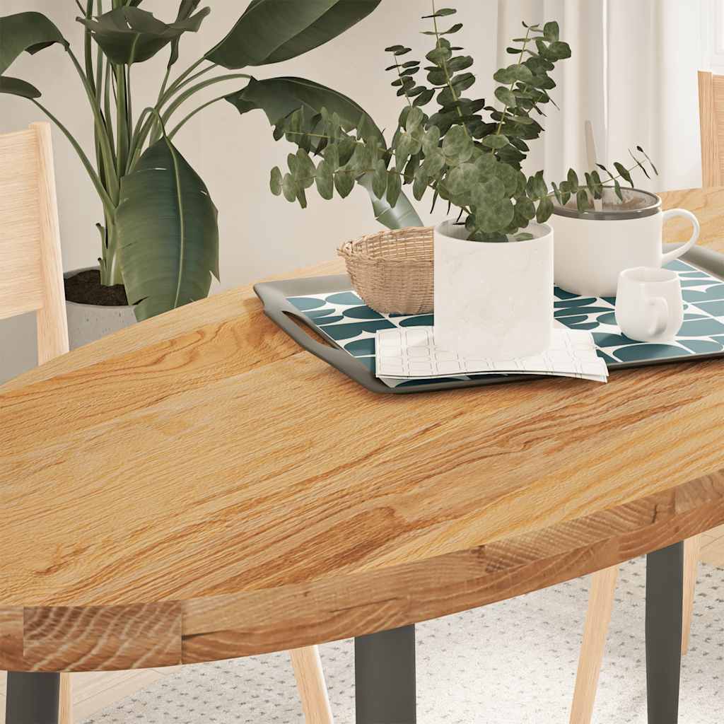 Piano Tavolo Marrone Chiaro 140x60x4cm in Rovere Massello Ovale