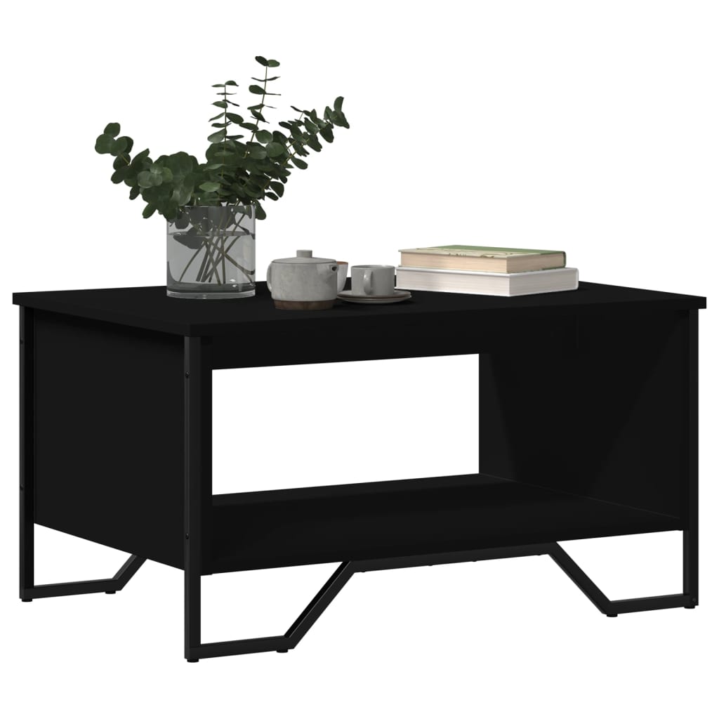 Tavolino da Salotto Nero 75x51x40 cm in Legno Multistrato