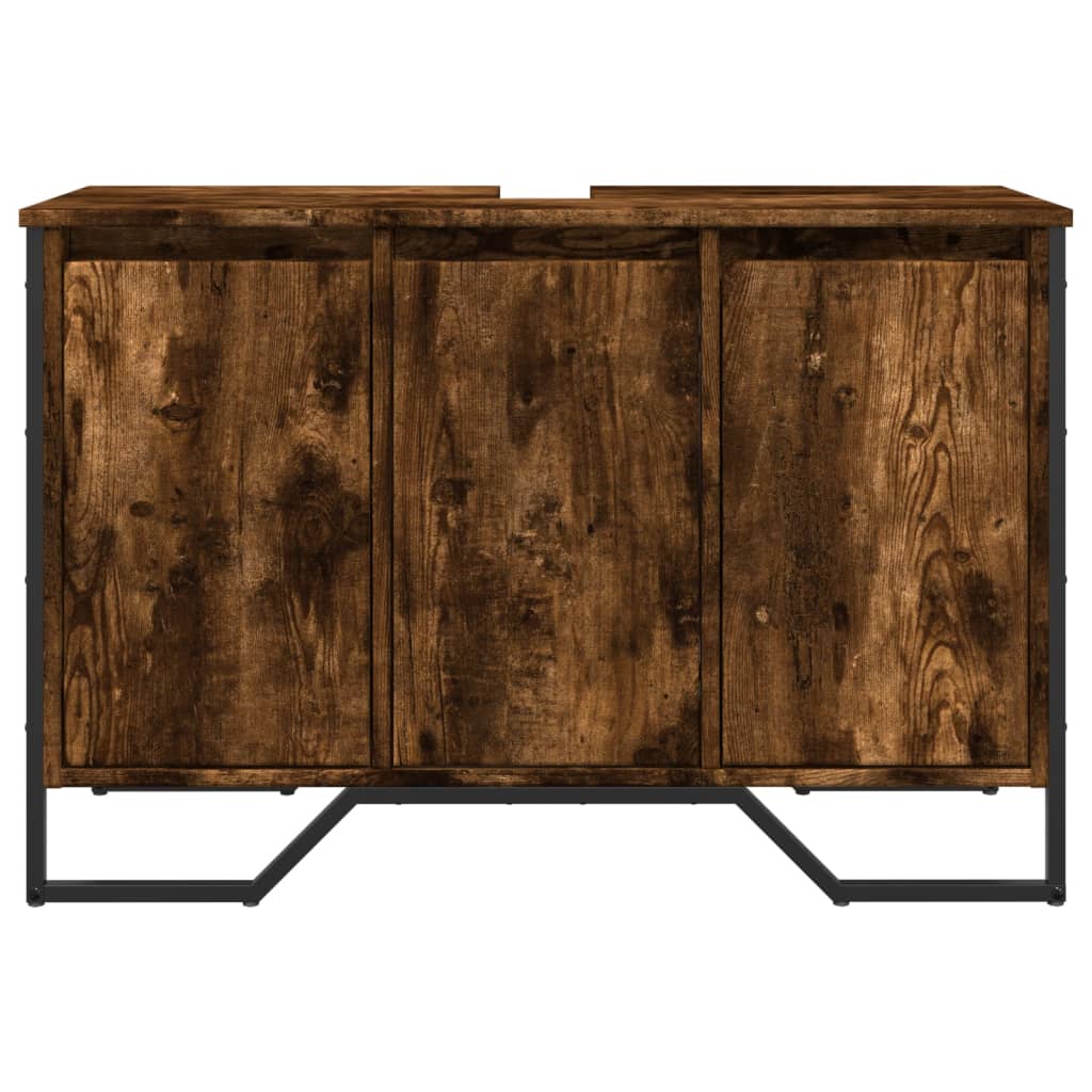 Mobile Lavabo Bagno Rovere Fumo 91x35x60 cm in Truciolato