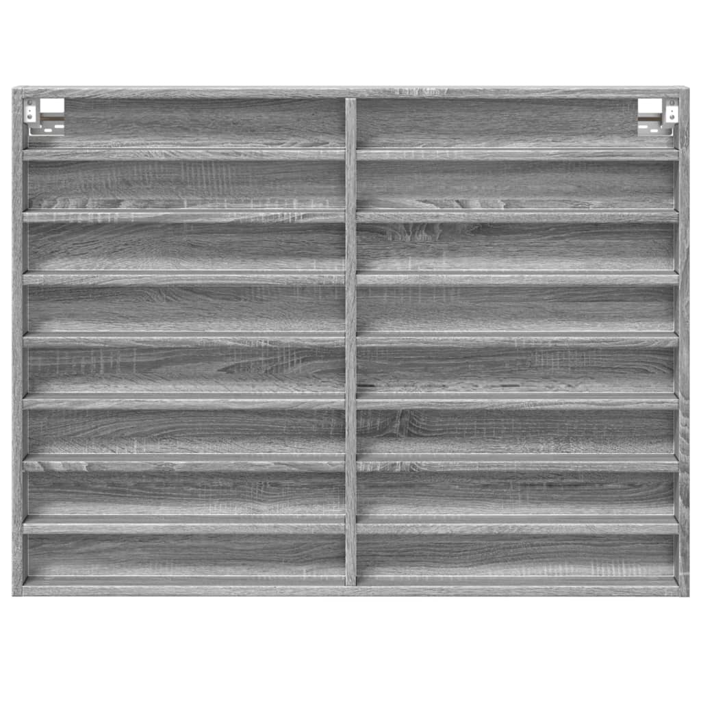 Armadietto Vetrina Grigio Sonoma 100x8,5x75cm Legno Multistrato