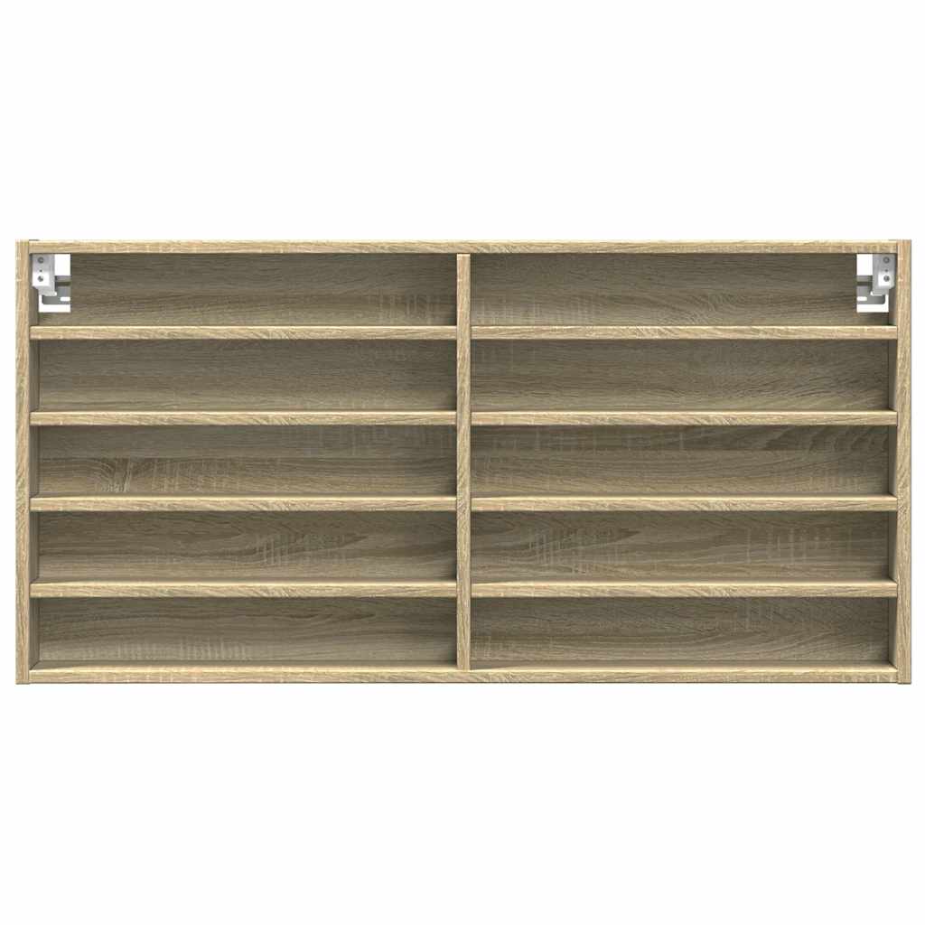 Armadietto Vetrina Rovere Sonoma 100x8,5x50cm Legno Multistrato