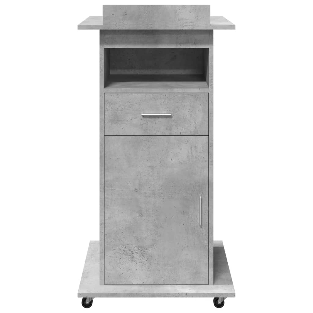 Leggio con Ruote e Cassetto Grigio 55x55x107 cm in Multistrato