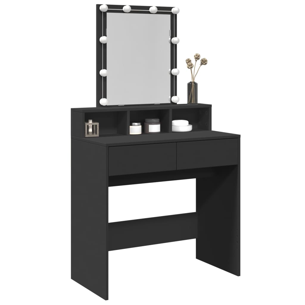 Toeletta con LED Nera 80x41x144,5 cm