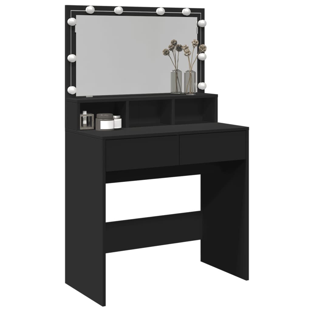 Toeletta con LED Nera 80x41x134,5 cm