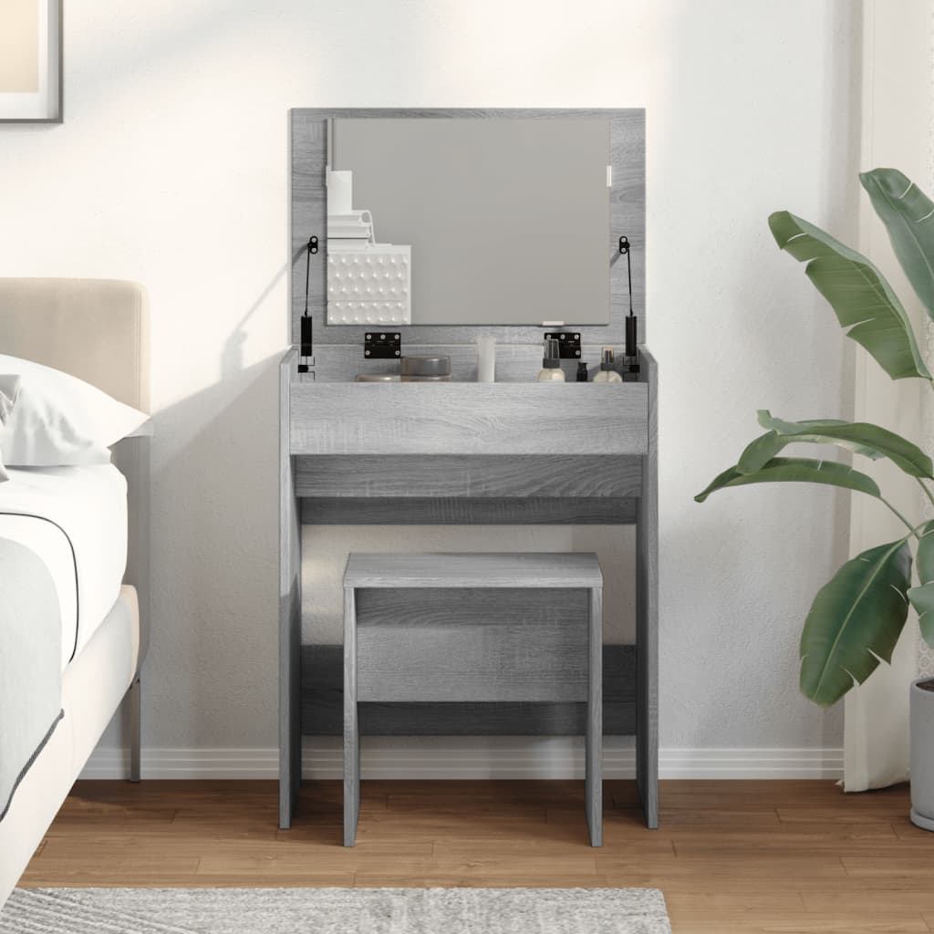 Toeletta e Sgabello Grigio Sonoma 60x40x113,5 cm