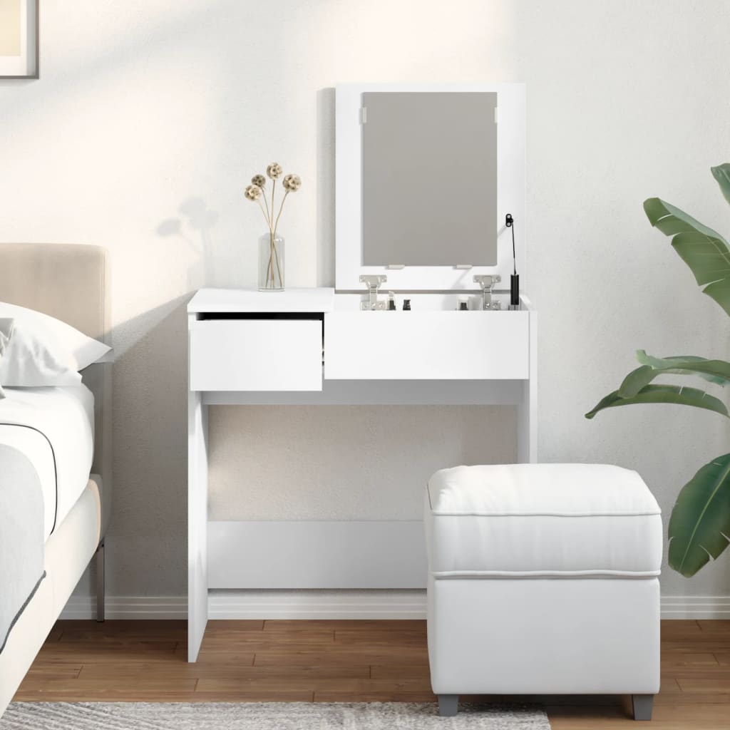 Toeletta con Specchio Bianco 73x46,5x120 cm