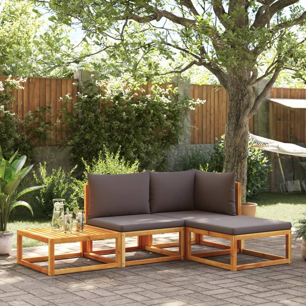 Set di divani da giardino 4 pezzi con cuscini in legno di acacia e corda