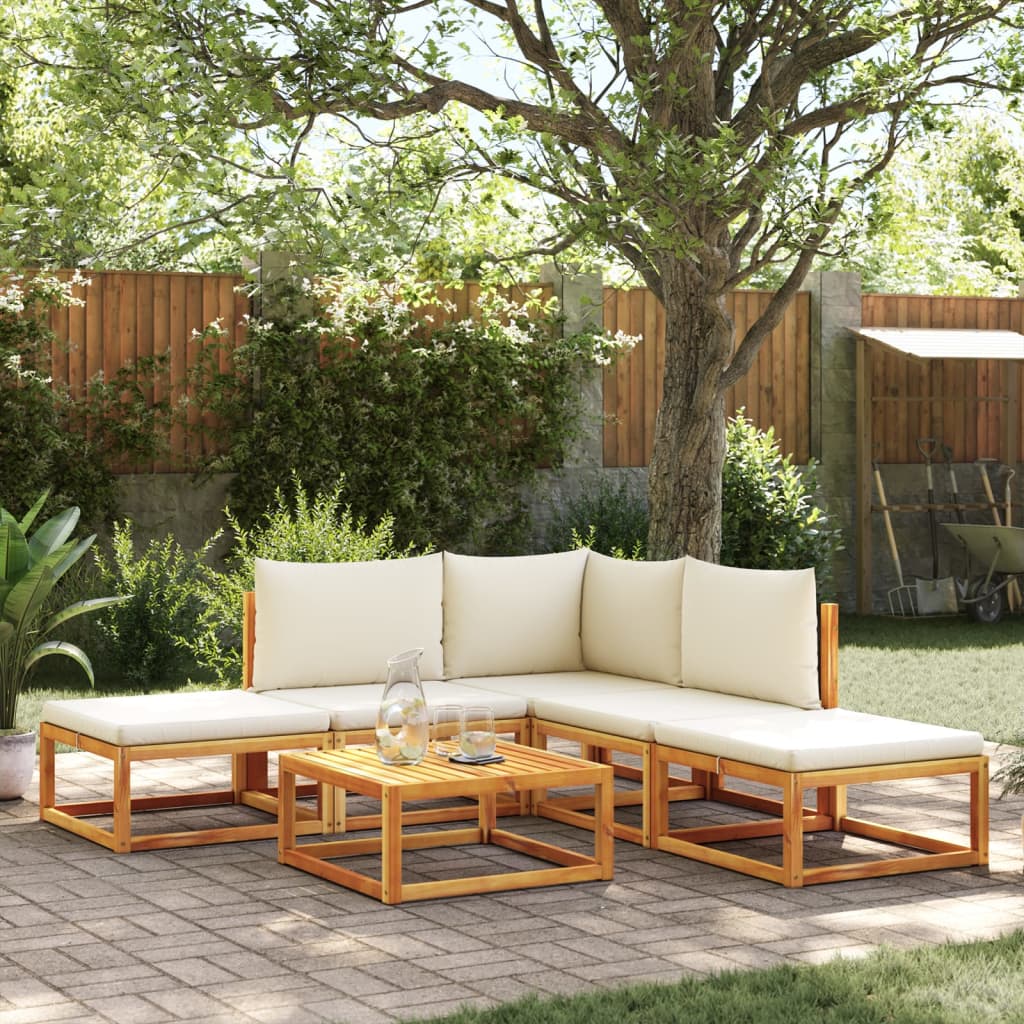 Set di divani da giardino 6 pezzi con cuscini in legno di acacia e rattan