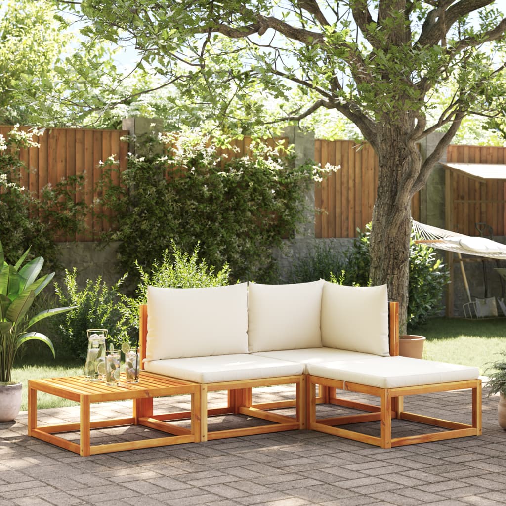Set di divani da giardino 4 pezzi con cuscini in legno di acacia e rattan