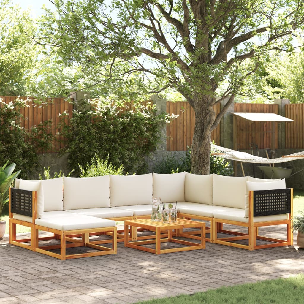 Set di divani da giardino 8 pezzi con cuscini in legno di acacia e rattan
