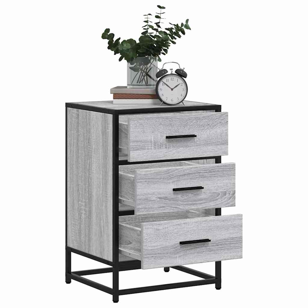Comodino Grigio Sonoma 40x34,5x60 cm Legno Multistrato Metallo