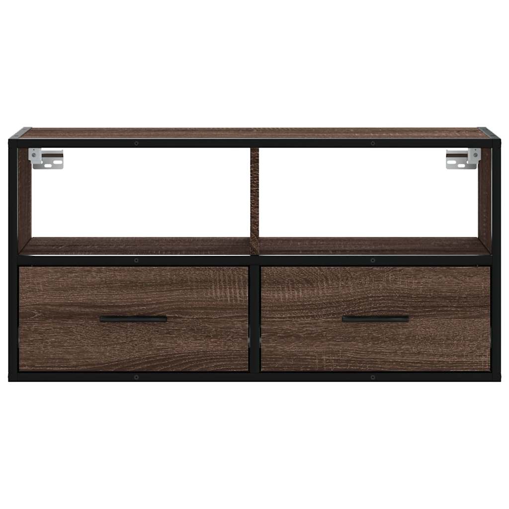 Mobile TV Rovere Marrone 80x31x39,5cm Legno Multistrato Metallo