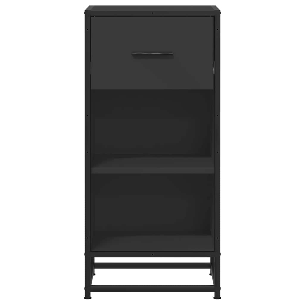 Credenza Rovere Nera 35,5x35x76 cm in Truciolato e Metallo