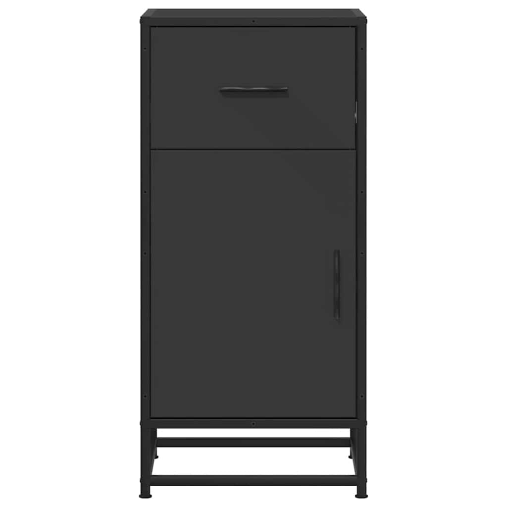 Credenza Rovere Nera 35,5x35x76 cm in Truciolato e Metallo