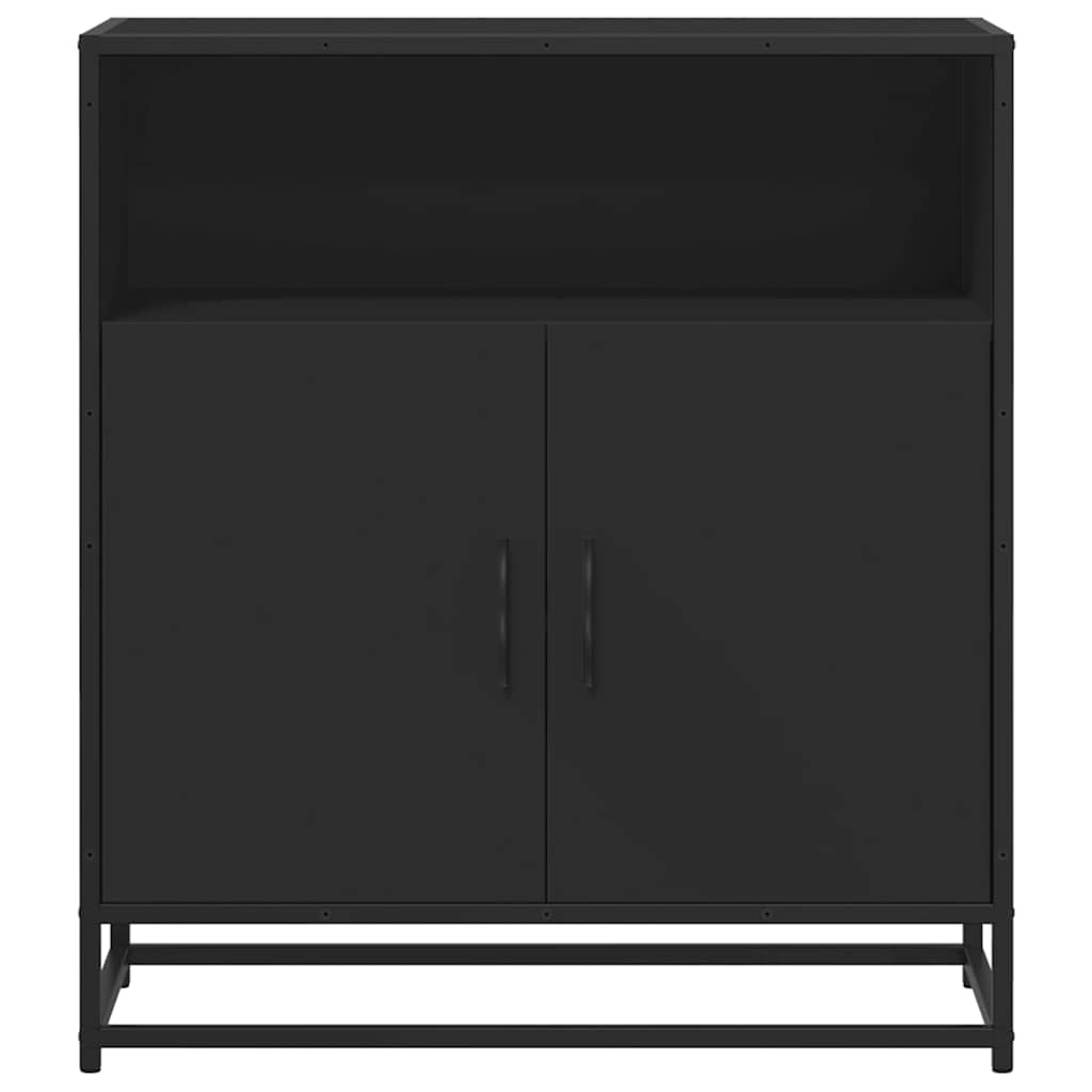 Credenza Rovere Nera 68x35x76 cm in Legno Multistrato