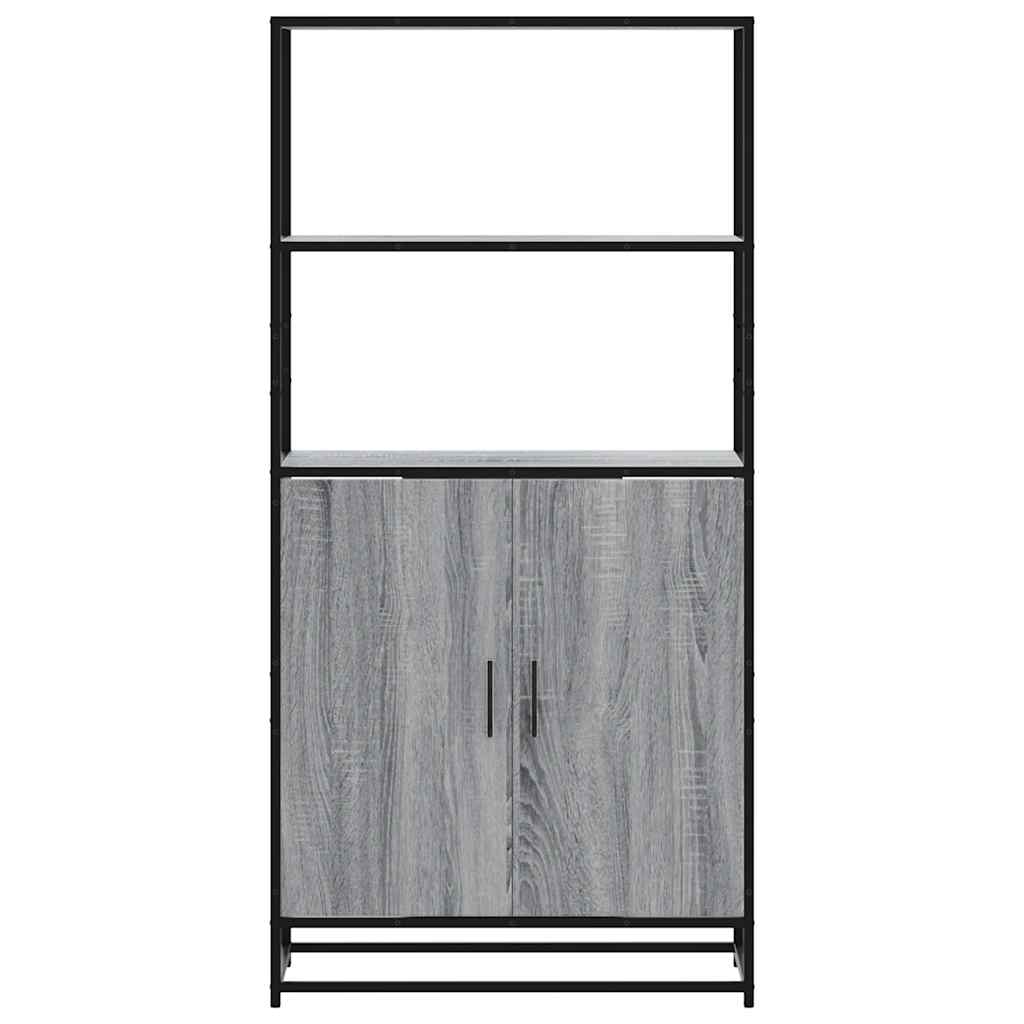 Credenza Grigio Sonoma 68x35x139 cm Legno Multistrato Metallo
