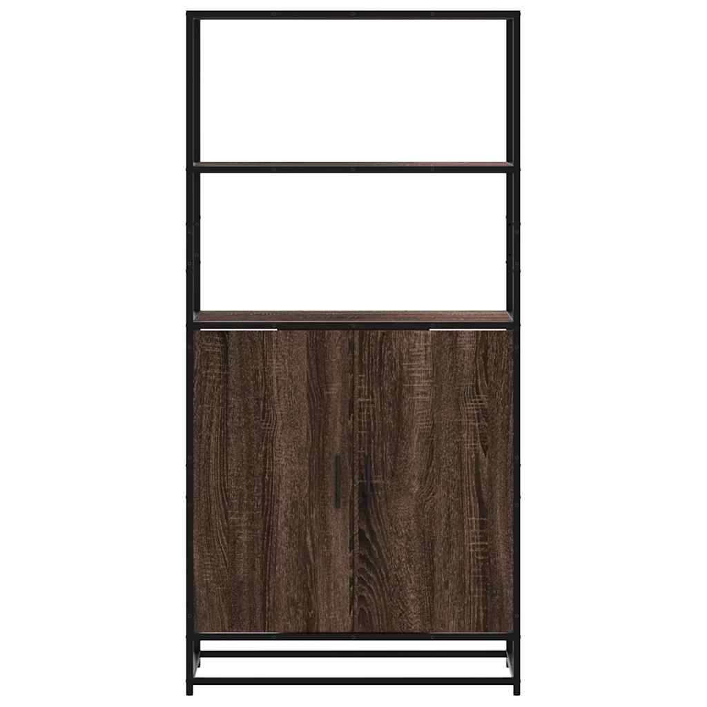 Credenza Rovere Marrone 68x35x139 cm Legno Multistrato Metallo